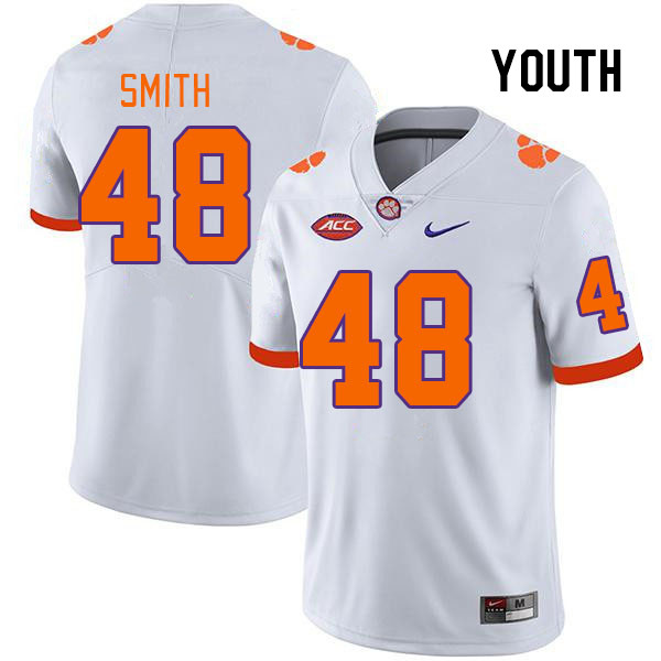 Youth Clemson Tigers Walt Smith #48 College White NCAA Authentic Football Stitched Jersey 23XQ30XT